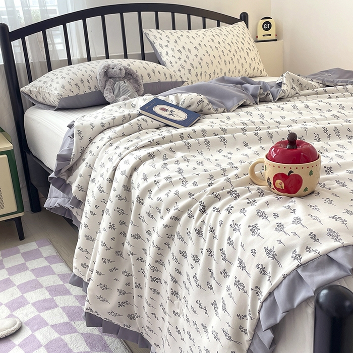 91家纺网 家纺一手货源 找家纺 （总）汣沐生活 2025款A类针织棉双层纱夏凉被百分百新疆棉花填充空调被夏凉被四件套