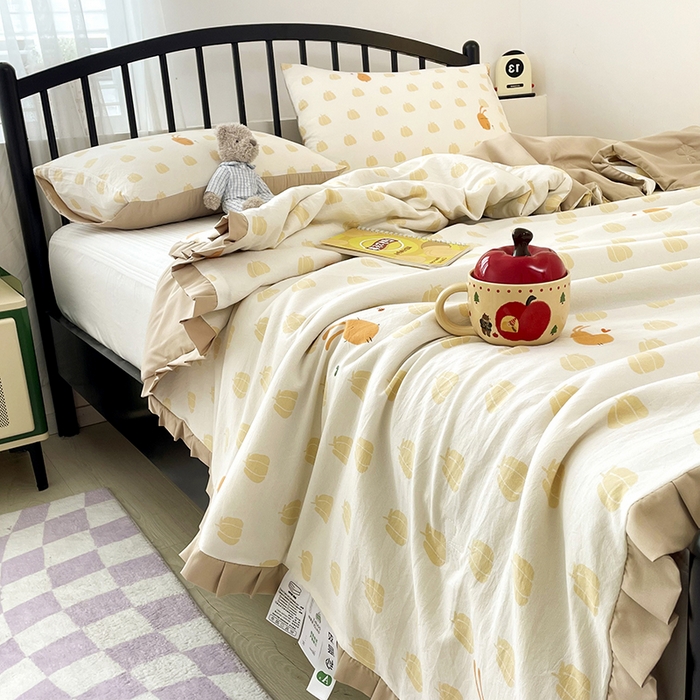 91家纺网 家纺一手货源 找家纺 （总）汣沐生活 2025款A类针织棉双层纱夏凉被百分百新疆棉花填充空调被夏凉被四件套