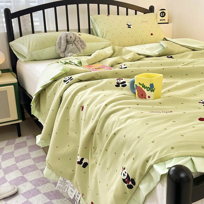 91家纺网 家纺一手货源 找家纺 （总）汣沐生活 2025款A类针织棉双层纱夏凉被百分百新疆棉花填充空调被夏凉被四件套