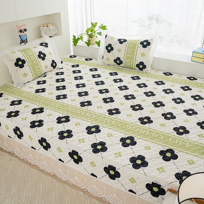 91家纺网 家纺一手货源 找家纺 冬然 2024新款全棉防滑榻榻米垫子炕垫纯棉床盖夹棉床单纯棉床单陌上花开