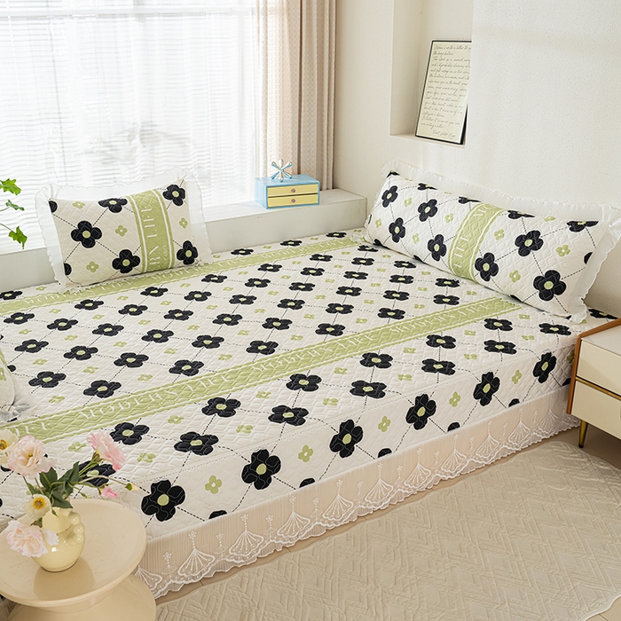 91家纺网 家纺一手货源 找家纺 冬然 2024新款全棉防滑榻榻米垫子炕垫纯棉床盖夹棉床单纯棉床单陌上花开