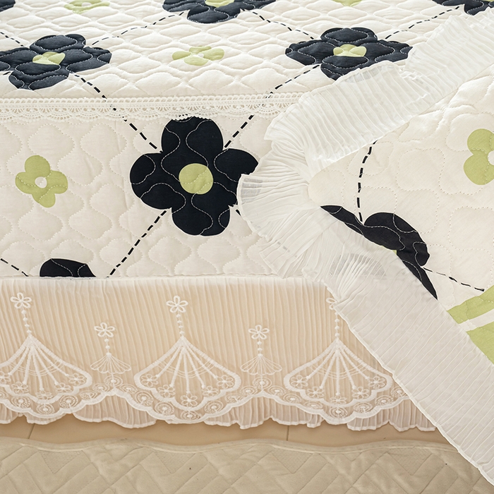 91家纺网 家纺一手货源 找家纺 冬然 2024新款全棉防滑榻榻米垫子炕垫纯棉床盖夹棉床单纯棉床单陌上花开