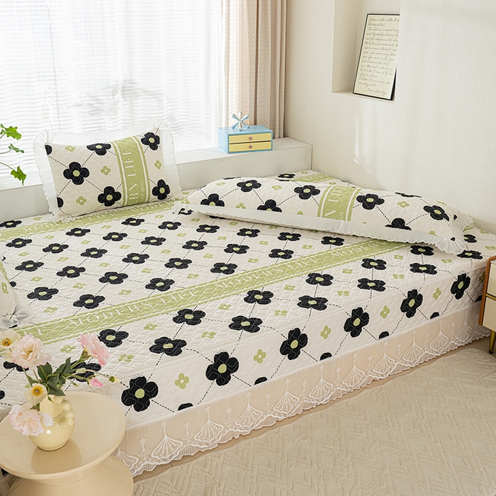 91家纺网 家纺一手货源 找家纺 冬然 2024新款全棉防滑榻榻米垫子炕垫纯棉床盖夹棉床单纯棉床单陌上花开