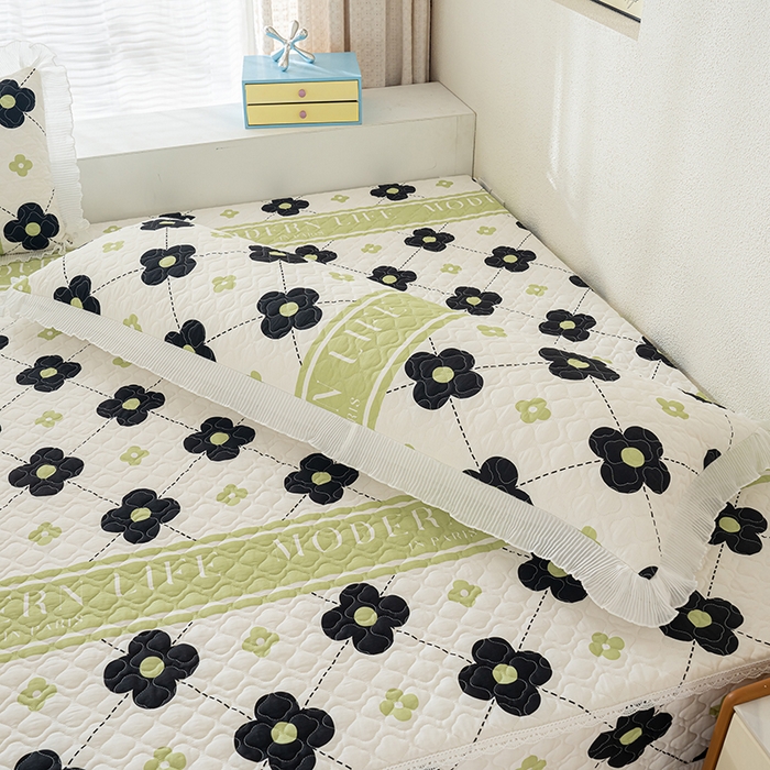 91家纺网 家纺一手货源 找家纺 冬然 2024新款全棉防滑榻榻米垫子炕垫纯棉床盖夹棉床单纯棉床单陌上花开