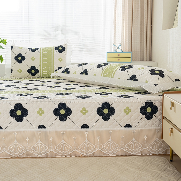 91家纺网 家纺一手货源 找家纺 冬然 2024新款全棉防滑榻榻米垫子炕垫纯棉床盖夹棉床单纯棉床单陌上花开