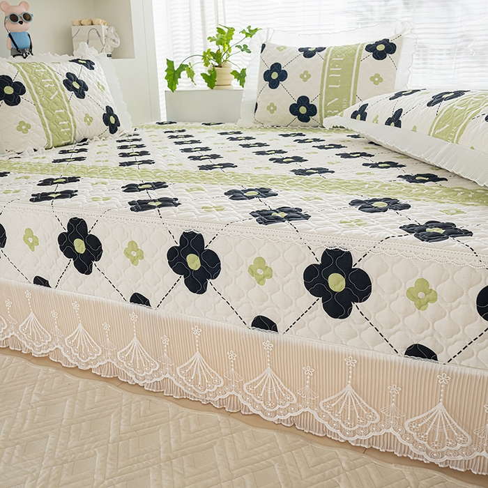 91家纺网 家纺一手货源 找家纺 冬然 2024新款全棉防滑榻榻米垫子炕垫纯棉床盖夹棉床单纯棉床单陌上花开