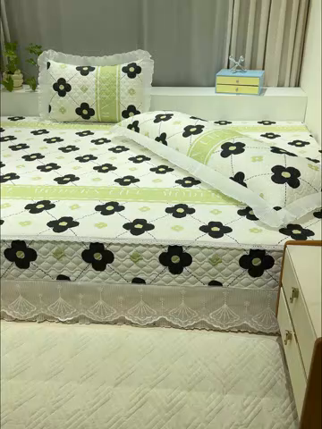 91家纺网 家纺一手货源 找家纺 冬然 2024新款全棉防滑榻榻米垫子炕垫纯棉床盖夹棉床单纯棉床单陌上花开