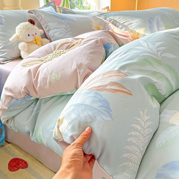 91家纺网 家纺一手货源 找家纺 卡普纯棉全棉四件套13070喷气床单款床笠款三件套 紫夜倾城