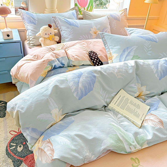 91家纺网 家纺一手货源 找家纺 卡普纯棉全棉四件套13070喷气床单款床笠款三件套 紫夜倾城