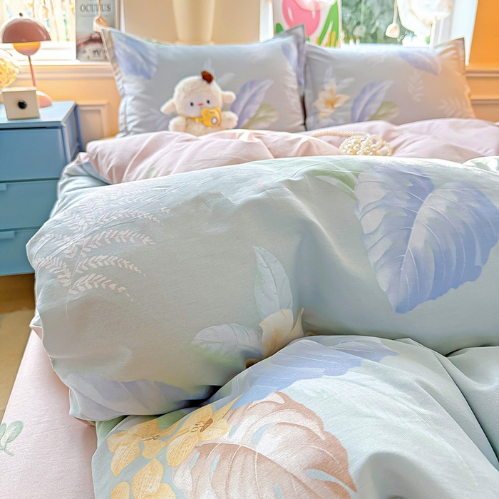 91家纺网 家纺一手货源 找家纺 卡普纯棉全棉四件套13070喷气床单款床笠款三件套 紫夜倾城