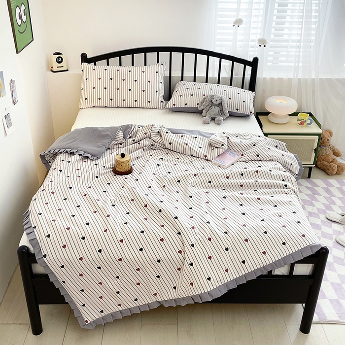 91家纺网 家纺一手货源 找家纺 汣沐生活 2025款A类针织棉双层纱夏凉被百分百新疆棉花填充空调被夏凉被四件套 春物生