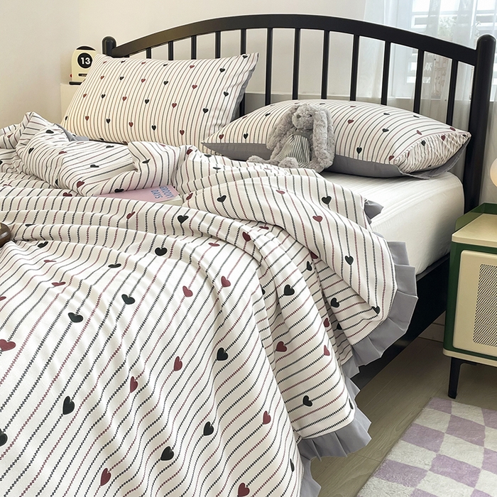 91家纺网 家纺一手货源 找家纺 汣沐生活 2025款A类针织棉双层纱夏凉被百分百新疆棉花填充空调被夏凉被四件套 春物生