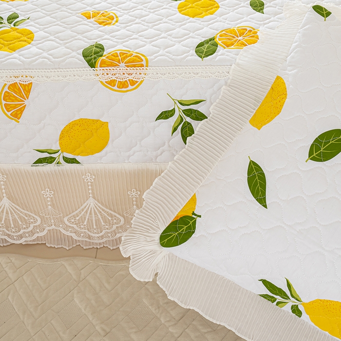 91家纺网 家纺一手货源 找家纺 冬然 2024新款全棉防滑榻榻米垫子炕垫纯棉床盖夹棉床单纯棉床单清香柠檬