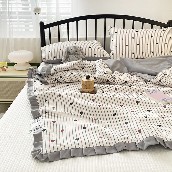 91家纺网 家纺一手货源 找家纺 汣沐生活 2025款A类针织棉双层纱夏凉被百分百新疆棉花填充空调被夏凉被四件套 春物生