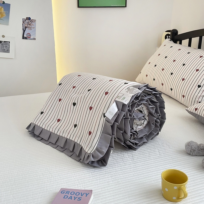 91家纺网 家纺一手货源 找家纺 汣沐生活 2025款A类针织棉双层纱夏凉被百分百新疆棉花填充空调被夏凉被四件套 春物生