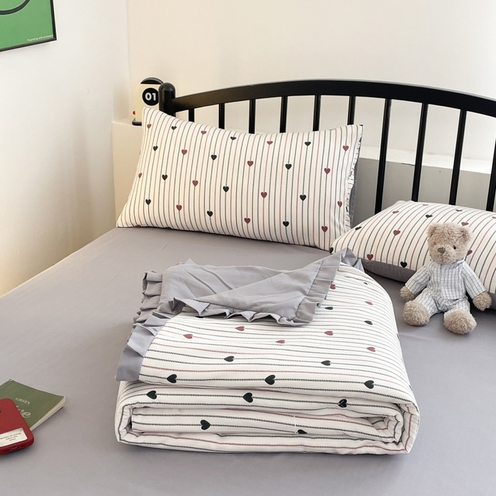 91家纺网 家纺一手货源 找家纺 汣沐生活 2025款A类针织棉双层纱夏凉被百分百新疆棉花填充空调被夏凉被四件套 春物生