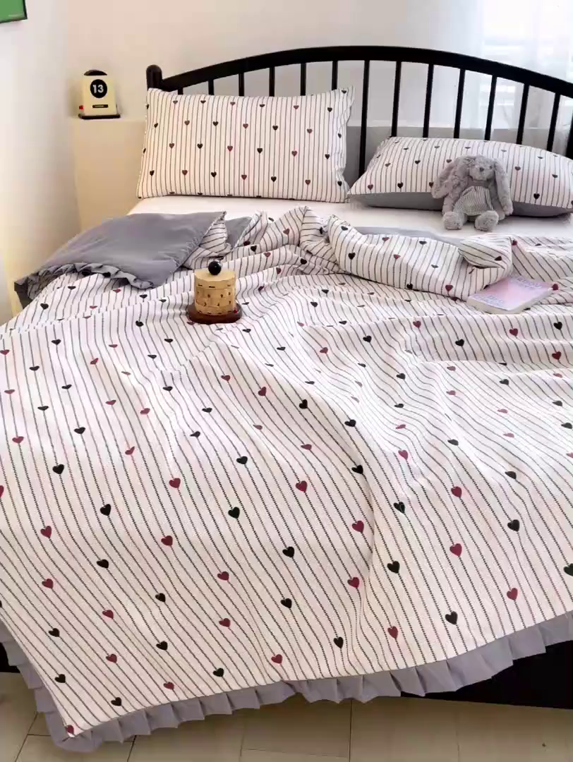 91家纺网 家纺一手货源 找家纺 汣沐生活 2025款A类针织棉双层纱夏凉被百分百新疆棉花填充空调被夏凉被四件套 春物生