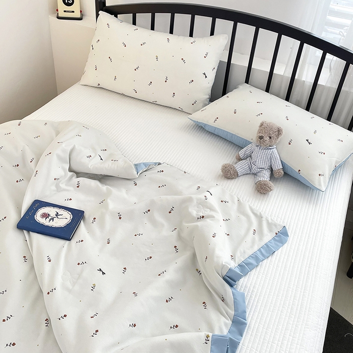 91家纺网 家纺一手货源 找家纺 汣沐生活 2025款A类针织棉双层纱夏凉被百分百新疆棉花填充空调被夏凉被四件套 花夕雾