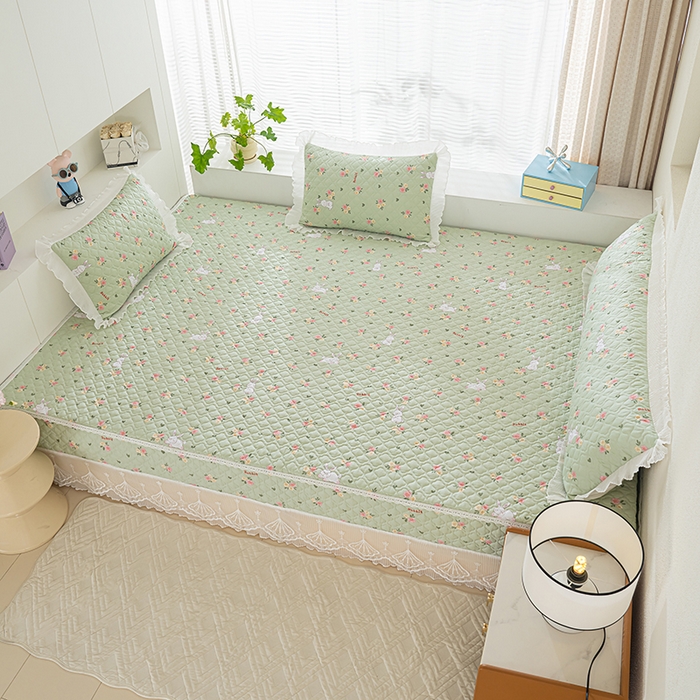 91家纺网 家纺一手货源 找家纺 冬然 2024新款全棉防滑榻榻米垫子炕垫纯棉床盖夹棉床单纯棉床单田园时光