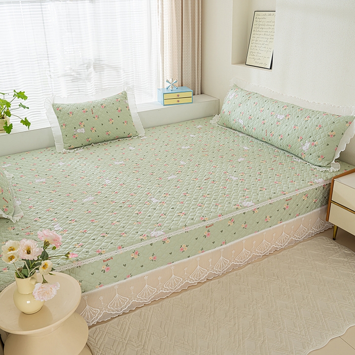 91家纺网 家纺一手货源 找家纺 冬然 2024新款全棉防滑榻榻米垫子炕垫纯棉床盖夹棉床单纯棉床单田园时光