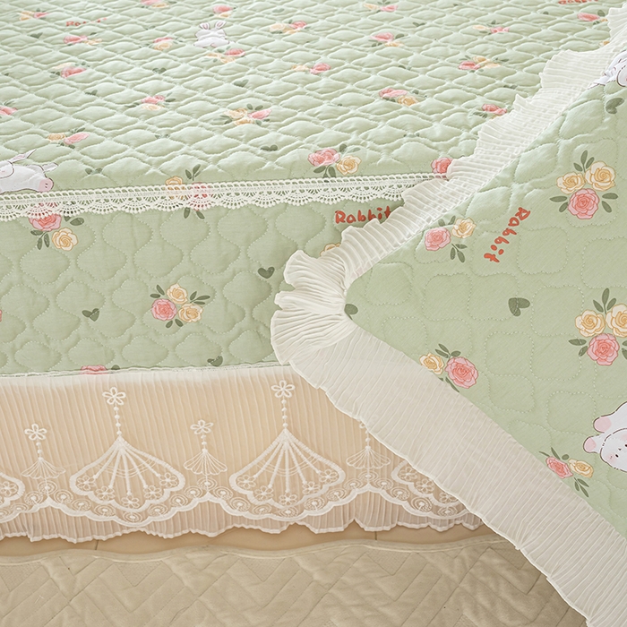 91家纺网 家纺一手货源 找家纺 冬然 2024新款全棉防滑榻榻米垫子炕垫纯棉床盖夹棉床单纯棉床单田园时光