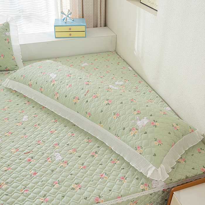 91家纺网 家纺一手货源 找家纺 冬然 2024新款全棉防滑榻榻米垫子炕垫纯棉床盖夹棉床单纯棉床单田园时光