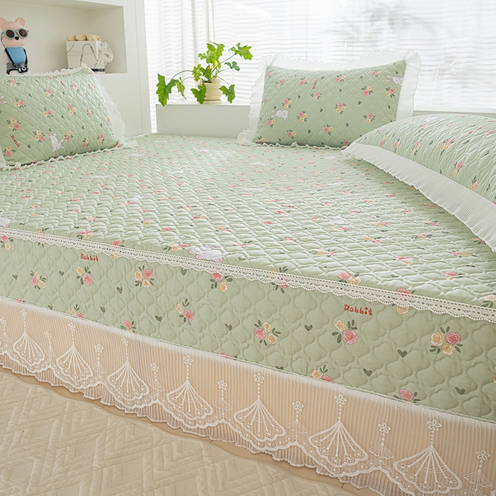 91家纺网 家纺一手货源 找家纺 冬然 2024新款全棉防滑榻榻米垫子炕垫纯棉床盖夹棉床单纯棉床单田园时光