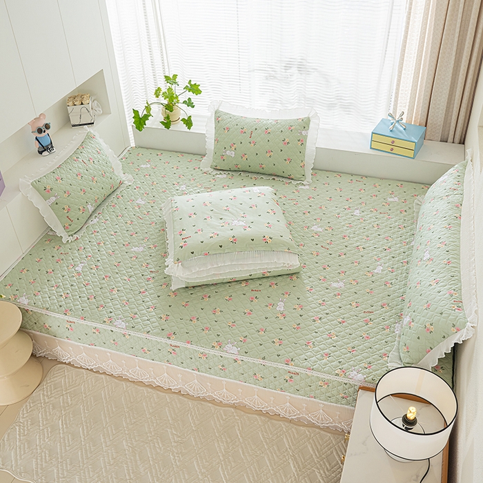 91家纺网 家纺一手货源 找家纺 冬然 2024新款全棉防滑榻榻米垫子炕垫纯棉床盖夹棉床单纯棉床单田园时光