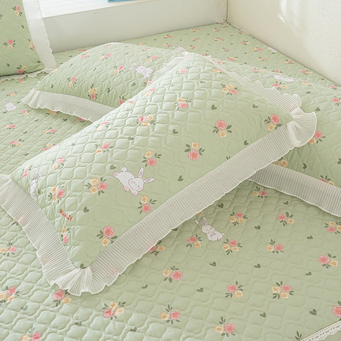 91家纺网 家纺一手货源 找家纺 冬然 2024新款全棉防滑榻榻米垫子炕垫纯棉床盖夹棉床单纯棉床单田园时光