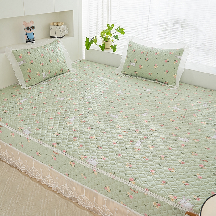 91家纺网 家纺一手货源 找家纺 冬然 2024新款全棉防滑榻榻米垫子炕垫纯棉床盖夹棉床单纯棉床单田园时光