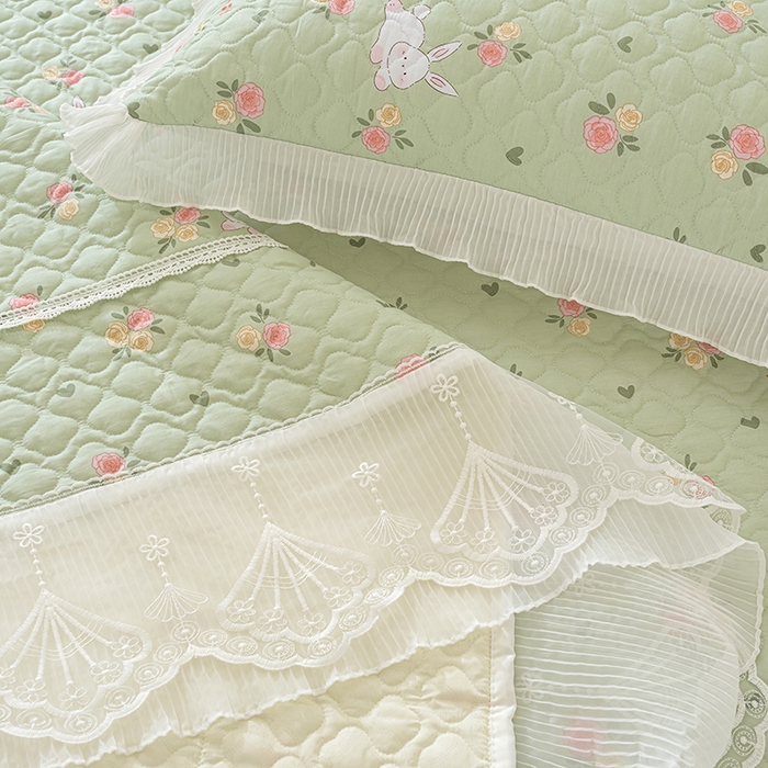 91家纺网 家纺一手货源 找家纺 冬然 2024新款全棉防滑榻榻米垫子炕垫纯棉床盖夹棉床单纯棉床单田园时光