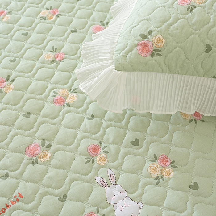 91家纺网 家纺一手货源 找家纺 冬然 2024新款全棉防滑榻榻米垫子炕垫纯棉床盖夹棉床单纯棉床单田园时光