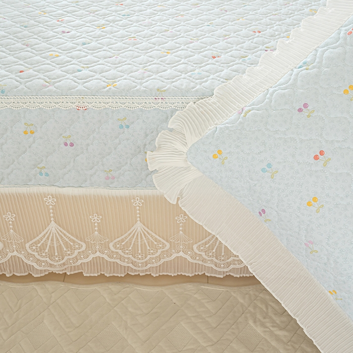 91家纺网 家纺一手货源 找家纺 冬然 2024新款全棉防滑榻榻米垫子炕垫纯棉床盖夹棉床单纯棉床单小樱桃