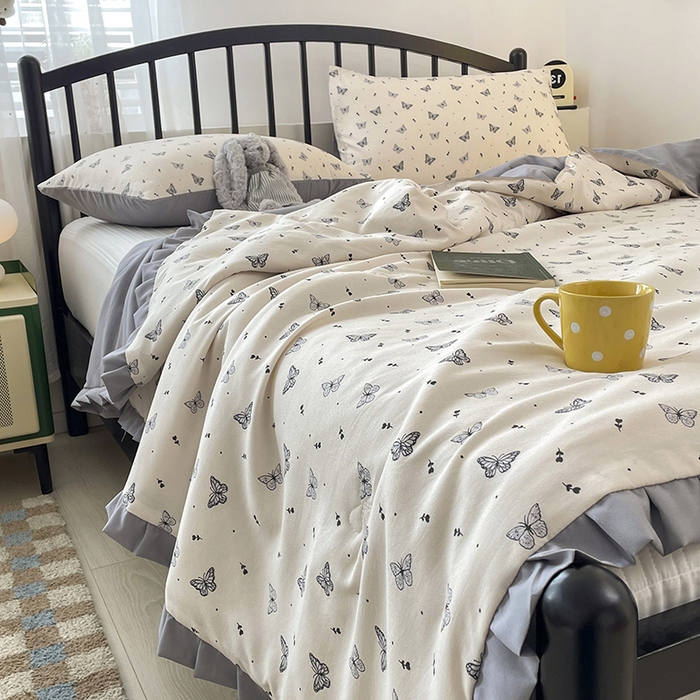 汣沐生活 2025款A类针织棉双层纱夏凉被百分百新疆棉花填充空调被夏凉被四件套 梦星河