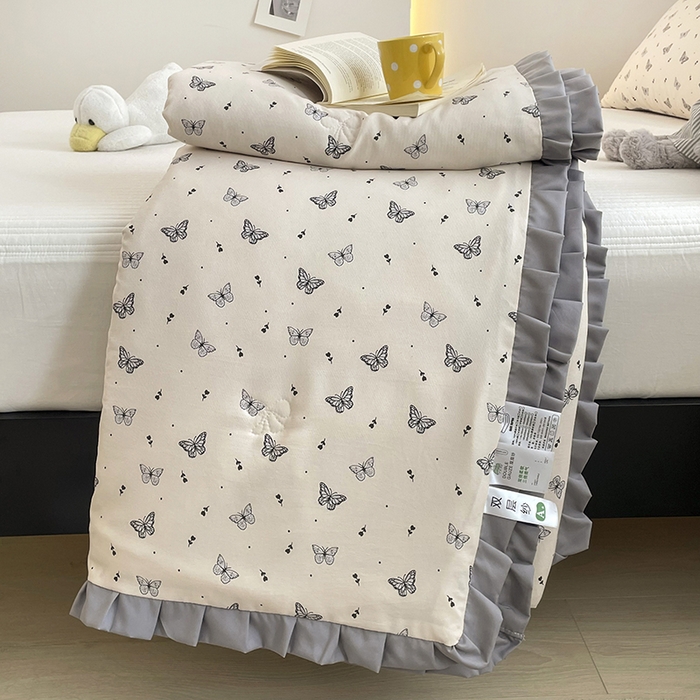 91家纺网 家纺一手货源 找家纺 汣沐生活 2025款A类针织棉双层纱夏凉被百分百新疆棉花填充空调被夏凉被四件套 梦星河