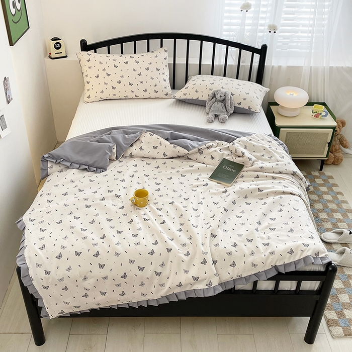 91家纺网 家纺一手货源 找家纺 汣沐生活 2025款A类针织棉双层纱夏凉被百分百新疆棉花填充空调被夏凉被四件套 梦星河