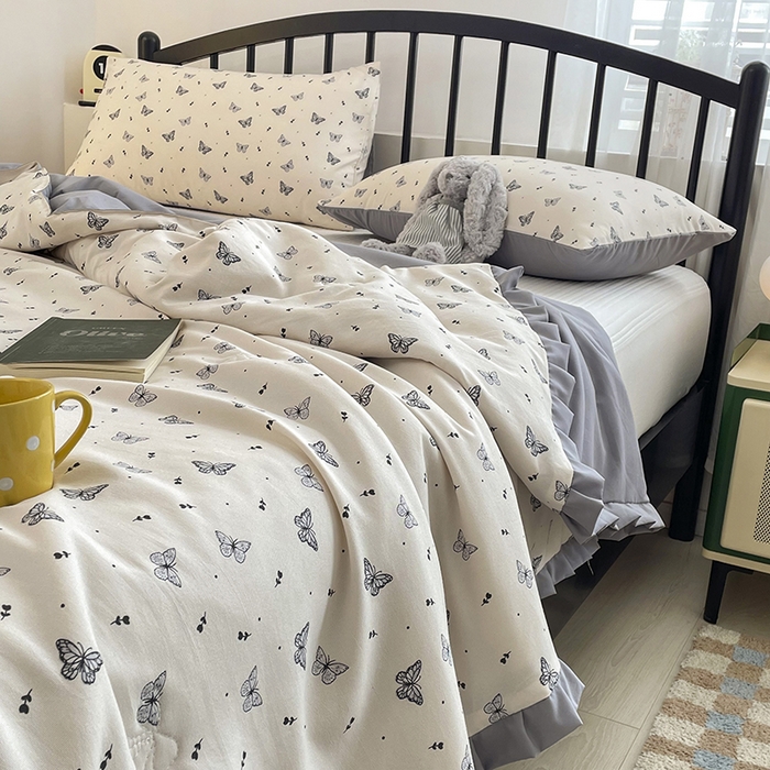 91家纺网 家纺一手货源 找家纺 汣沐生活 2025款A类针织棉双层纱夏凉被百分百新疆棉花填充空调被夏凉被四件套 梦星河