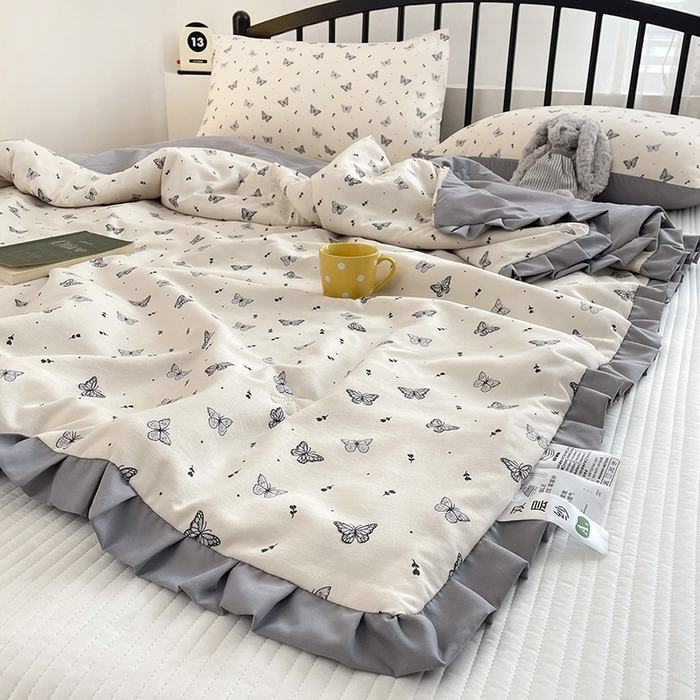 91家纺网 家纺一手货源 找家纺 汣沐生活 2025款A类针织棉双层纱夏凉被百分百新疆棉花填充空调被夏凉被四件套 梦星河