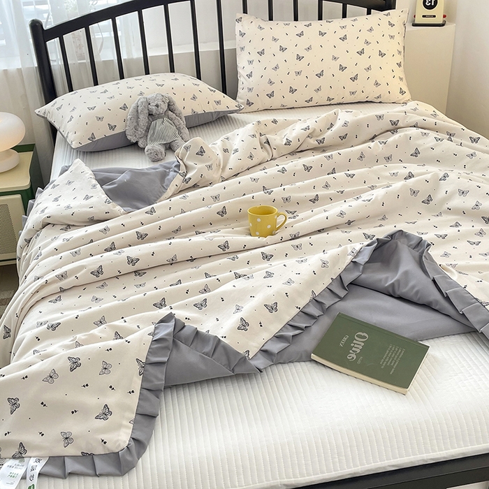 91家纺网 家纺一手货源 找家纺 汣沐生活 2025款A类针织棉双层纱夏凉被百分百新疆棉花填充空调被夏凉被四件套 梦星河