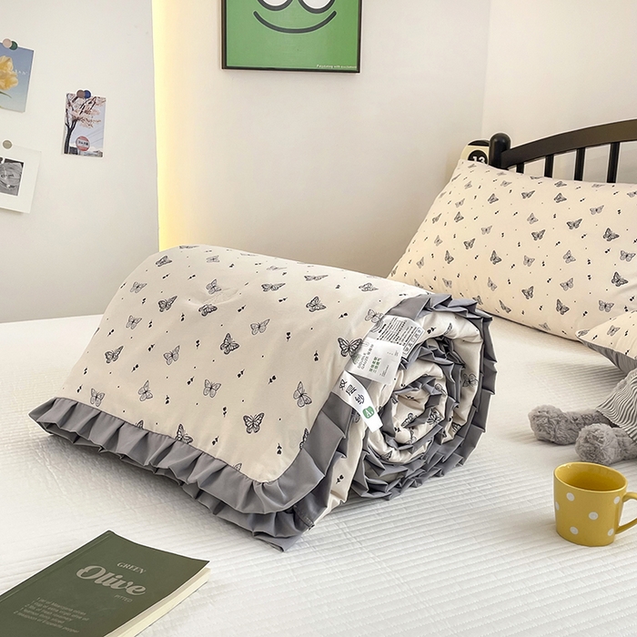 91家纺网 家纺一手货源 找家纺 汣沐生活 2025款A类针织棉双层纱夏凉被百分百新疆棉花填充空调被夏凉被四件套 梦星河