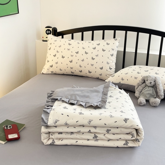 91家纺网 家纺一手货源 找家纺 汣沐生活 2025款A类针织棉双层纱夏凉被百分百新疆棉花填充空调被夏凉被四件套 梦星河