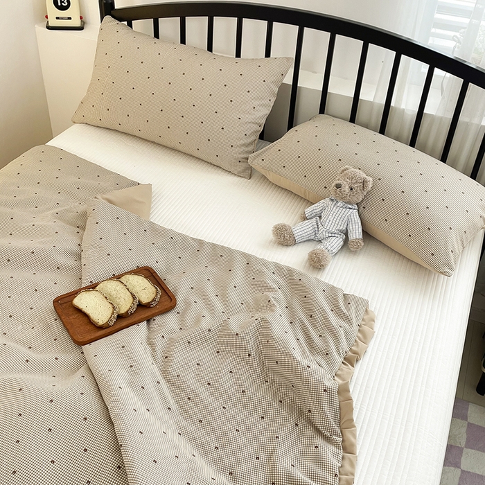 91家纺网 家纺一手货源 找家纺 汣沐生活 2025款A类针织棉双层纱夏凉被百分百新疆棉花填充空调被夏凉被四件套 摩卡小熊