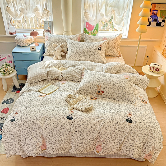 91家纺网 家纺一手货源 找家纺 卡普家居 2025新款全棉13070单品被套 哆咪兔