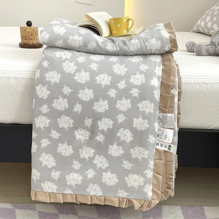 91家纺网 家纺一手货源 找家纺 汣沐生活 2025款A类针织棉双层纱夏凉被百分百新疆棉花填充空调被夏凉被四件套 时宜-咖