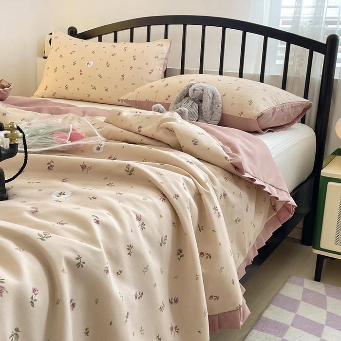 91家纺网 家纺一手货源 找家纺 汣沐生活 2025款A类针织棉双层纱夏凉被百分百新疆棉花填充空调被夏凉被四件套 舒雅