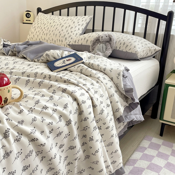 91家纺网 家纺一手货源 找家纺 汣沐生活 2025款A类针织棉双层纱夏凉被百分百新疆棉花填充空调被夏凉被四件套 小晴天