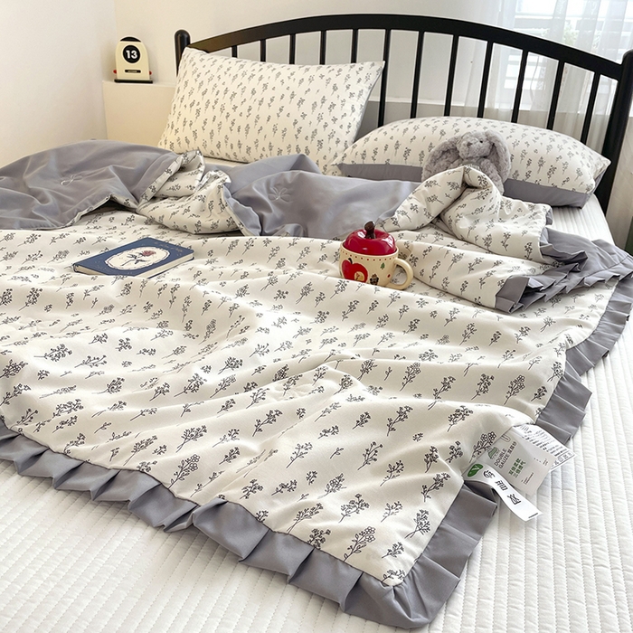 91家纺网 家纺一手货源 找家纺 汣沐生活 2025款A类针织棉双层纱夏凉被百分百新疆棉花填充空调被夏凉被四件套 小晴天