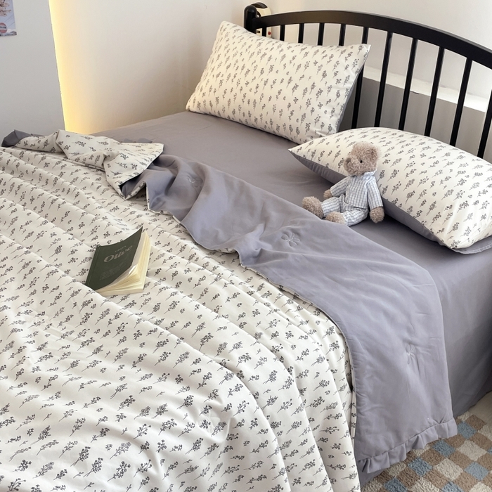 91家纺网 家纺一手货源 找家纺 汣沐生活 2025款A类针织棉双层纱夏凉被百分百新疆棉花填充空调被夏凉被四件套 小晴天