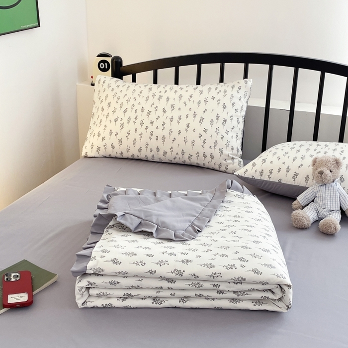 91家纺网 家纺一手货源 找家纺 汣沐生活 2025款A类针织棉双层纱夏凉被百分百新疆棉花填充空调被夏凉被四件套 小晴天