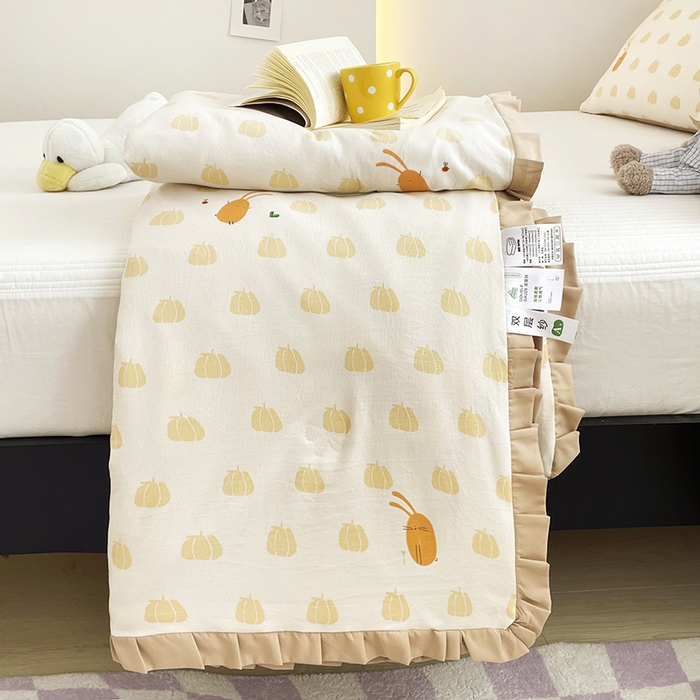 91家纺网 家纺一手货源 找家纺 汣沐生活 2025款A类针织棉双层纱夏凉被百分百新疆棉花填充空调被夏凉被四件套 小圆满